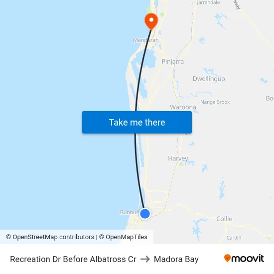 Recreation Dr Before Albatross Cr to Madora Bay map