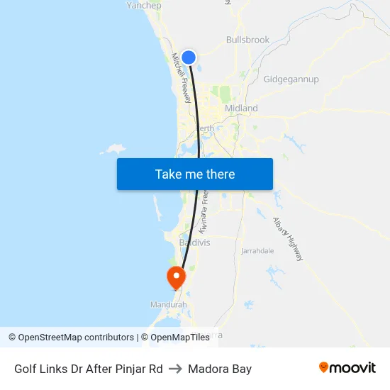 Golf Links Dr After Pinjar Rd to Madora Bay map
