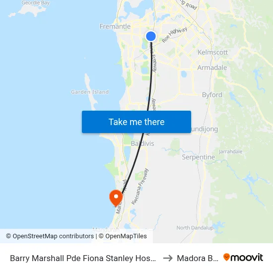Barry Marshall Pde Fiona Stanley Hospital to Madora Bay map