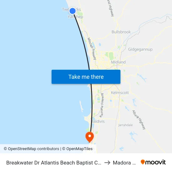 Breakwater Dr Atlantis Beach Baptist College to Madora Bay map