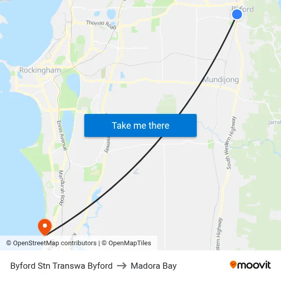 Byford Stn Transwa Byford to Madora Bay map