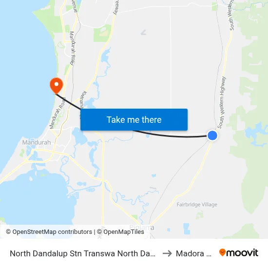 North Dandalup Stn Transwa North Dandalup to Madora Bay map