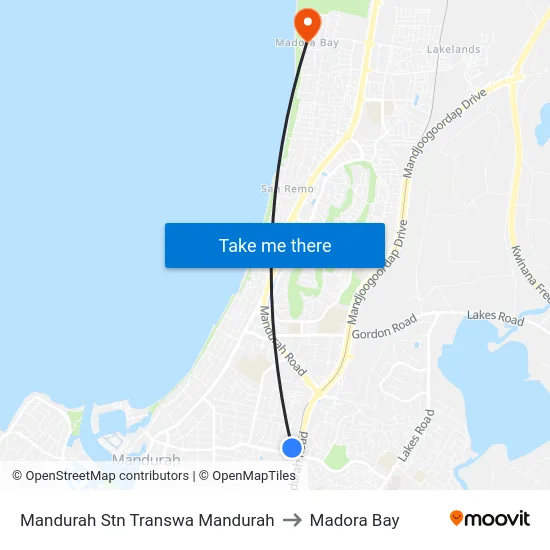Mandurah Stn Transwa Mandurah to Madora Bay map