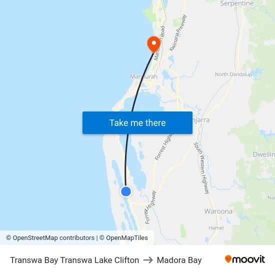 Transwa Bay Transwa Lake Clifton to Madora Bay map