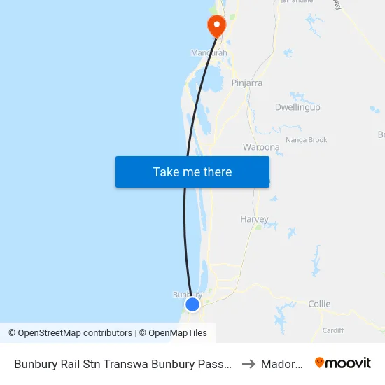 Bunbury Rail Stn Transwa Bunbury Passenger Terminal to Madora Bay map