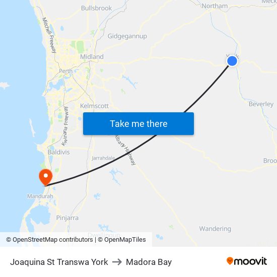 Joaquina St Transwa York to Madora Bay map