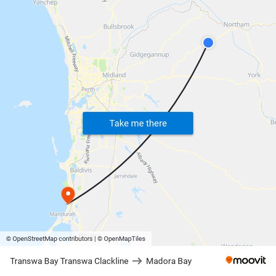 Transwa Bay Transwa Clackline to Madora Bay map