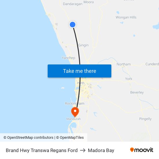 Brand Hwy Transwa Regans Ford to Madora Bay map