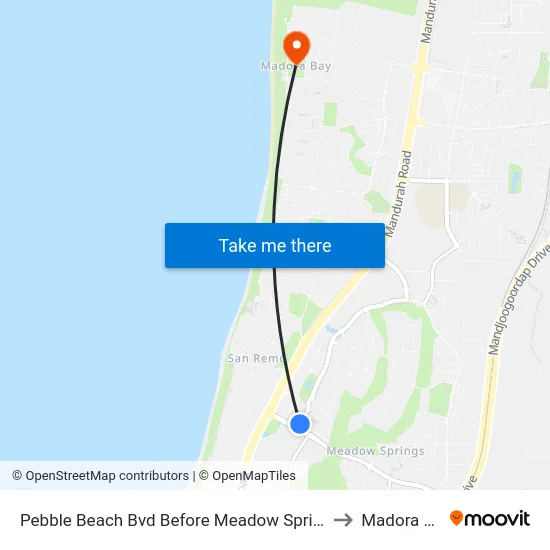 Pebble Beach Bvd Before Meadow Springs Dr to Madora Bay map