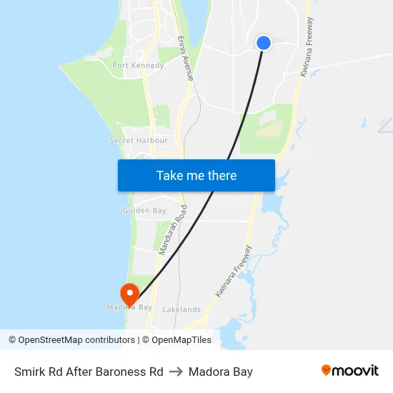 Smirk Rd After Baroness Rd to Madora Bay map