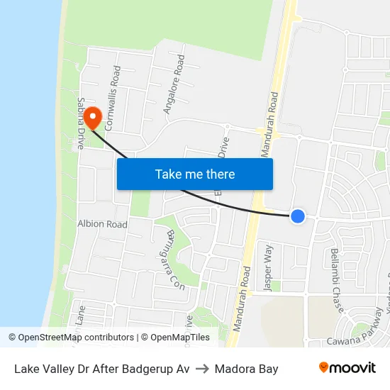 Lake Valley Dr After Badgerup Av to Madora Bay map