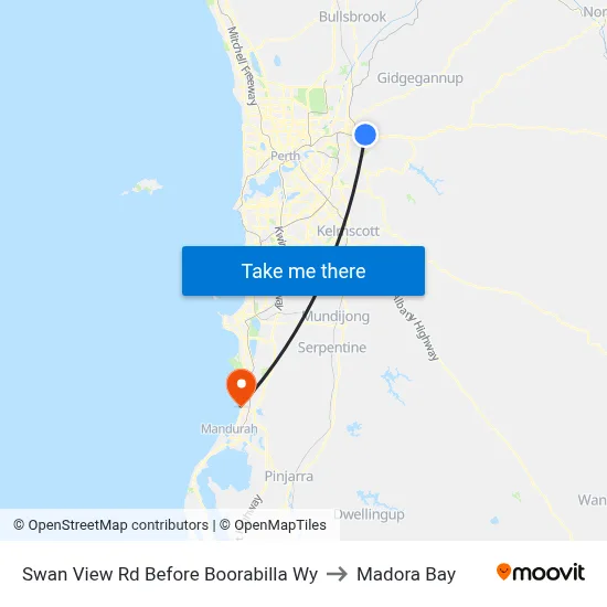Swan View Rd Before Boorabilla Wy to Madora Bay map