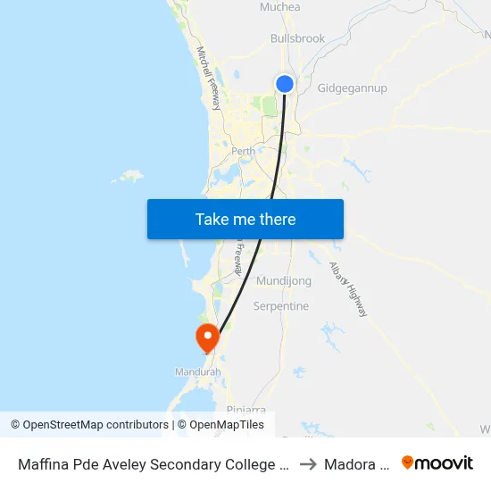 Maffina Pde Aveley Secondary College Stand 3 to Madora Bay map