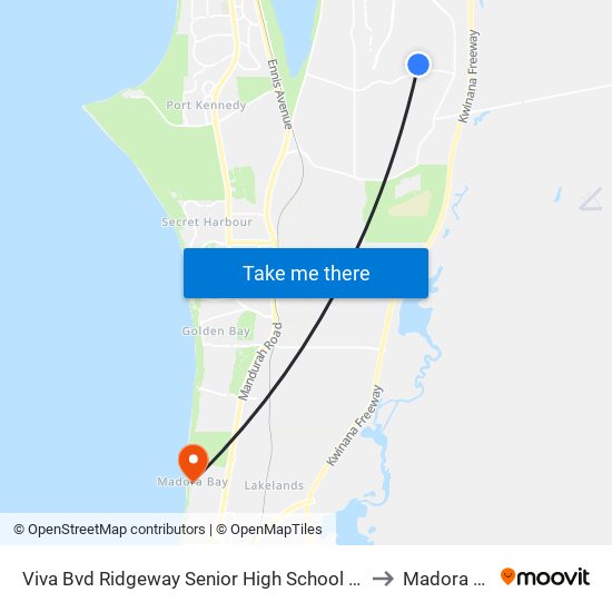 Viva Bvd Ridgeway Senior High School Stand 4 to Madora Bay map