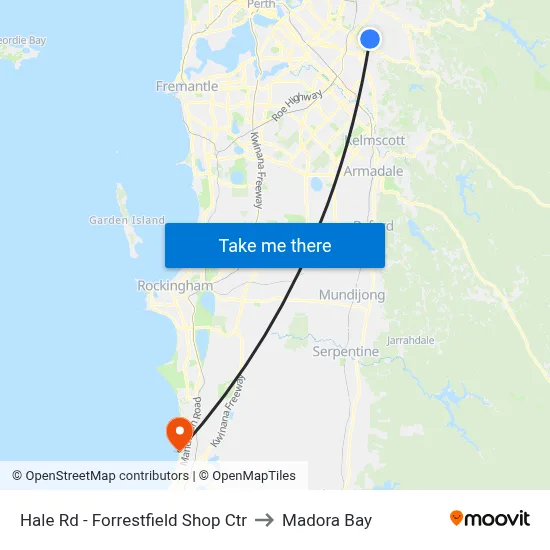 Hale Rd - Forrestfield Shop Ctr to Madora Bay map