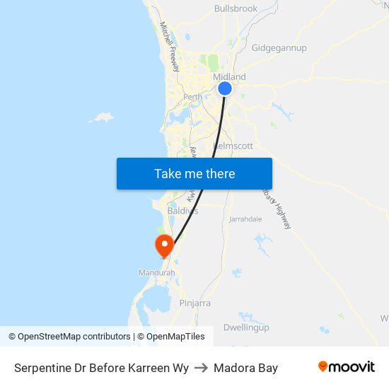 Serpentine Dr Before Karreen Wy to Madora Bay map