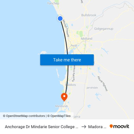 Anchorage Dr Nth Mindarie Senior College Stand 2 to Madora Bay map