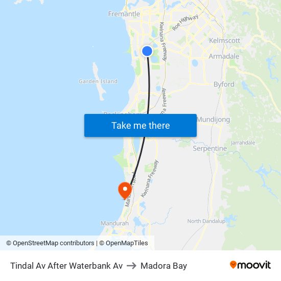 Tindal Av After Waterbank Av to Madora Bay map