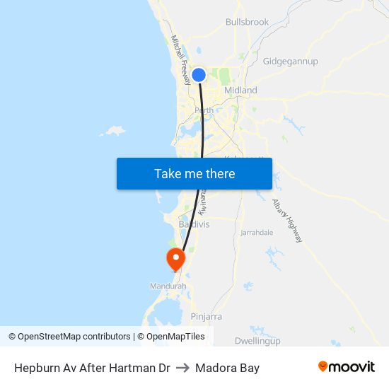 Hepburn Av After Hartman Dr to Madora Bay map