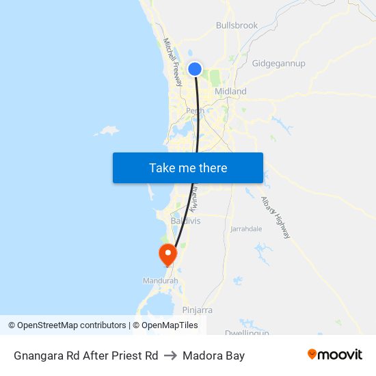 Gnangara Rd After Priest Rd to Madora Bay map