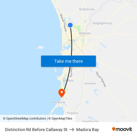 Distinction Rd Before Callaway St to Madora Bay map