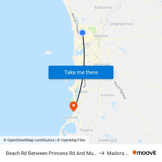 Beach Rd Between Princess Rd And Muswell St to Madora Bay map