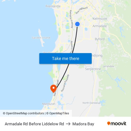 Armadale Rd Before Liddelow Rd to Madora Bay map