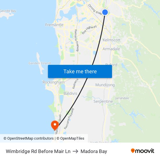 Wimbridge Rd Before Mair Ln to Madora Bay map