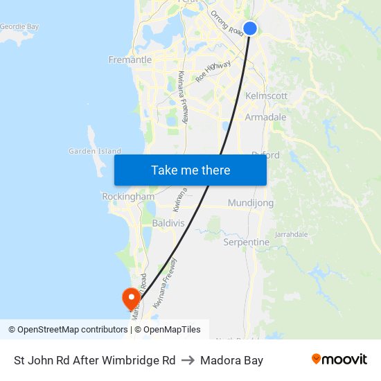 St John Rd After Wimbridge Rd to Madora Bay map