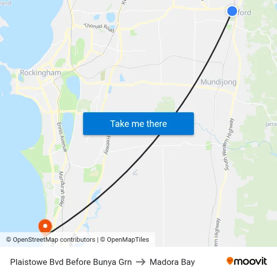 Plaistowe Bvd Before Bunya Grn to Madora Bay map