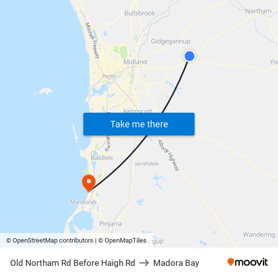 Old Northam Rd Before Haigh Rd to Madora Bay map