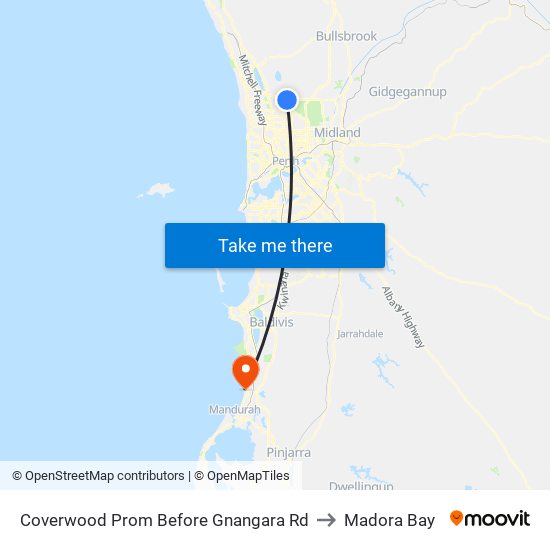 Coverwood Prom Before Gnangara Rd to Madora Bay map