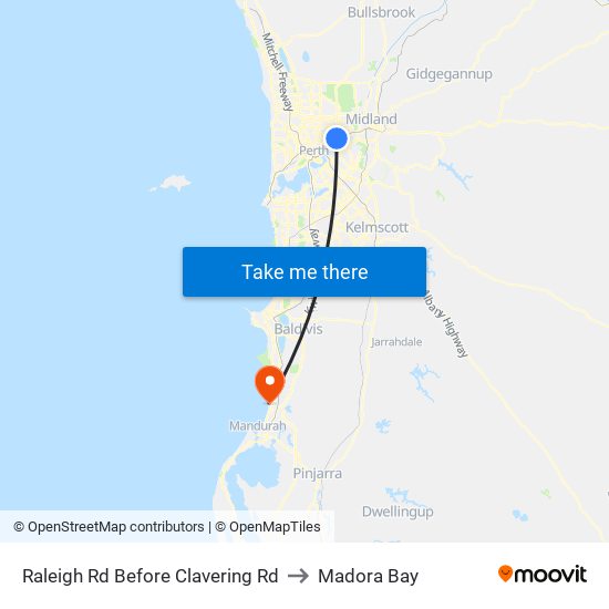 Raleigh Rd Before Clavering Rd to Madora Bay map