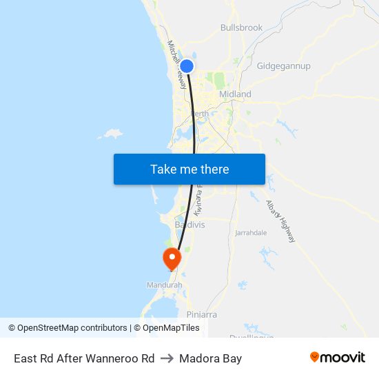 East Rd After Wanneroo Rd to Madora Bay map