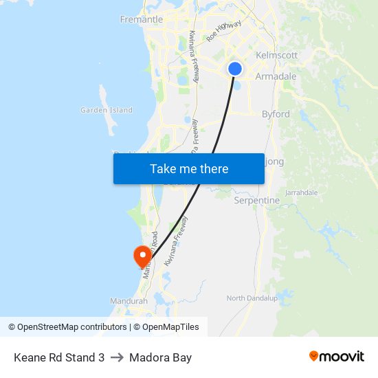 Keane Rd Stand 3 to Madora Bay map
