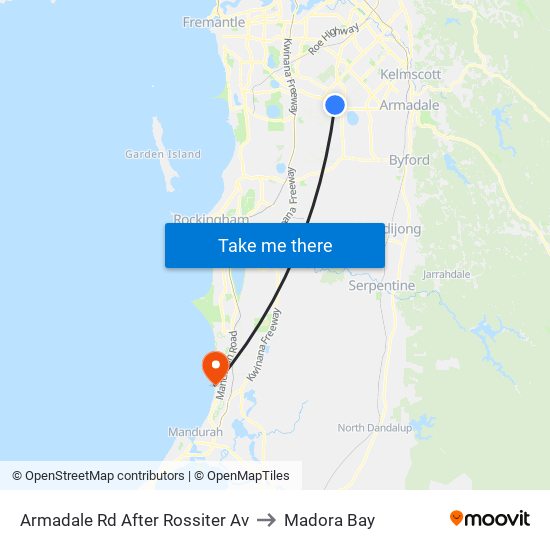 Armadale Rd After Rossiter Av to Madora Bay map