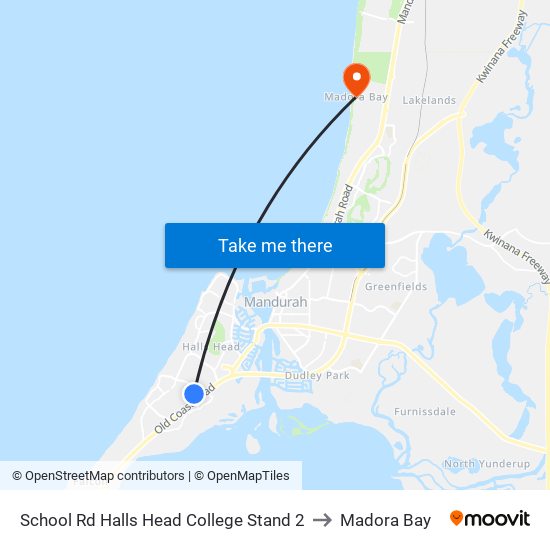 School Rd Halls Head College Stand 2 to Madora Bay map