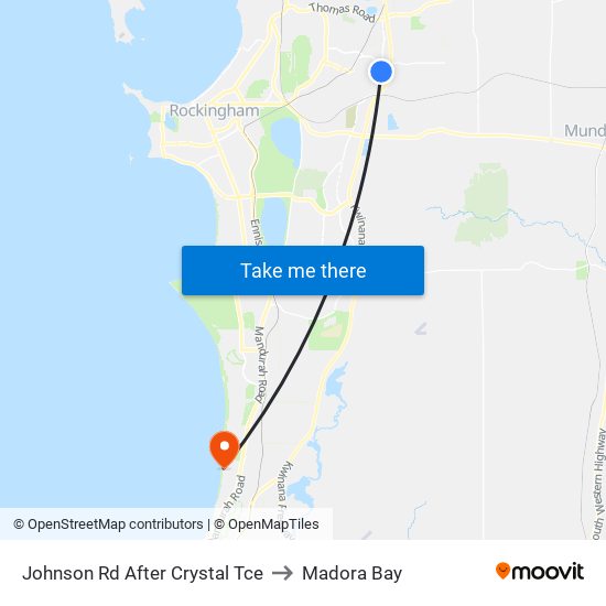 Johnson Rd After Crystal Tce to Madora Bay map