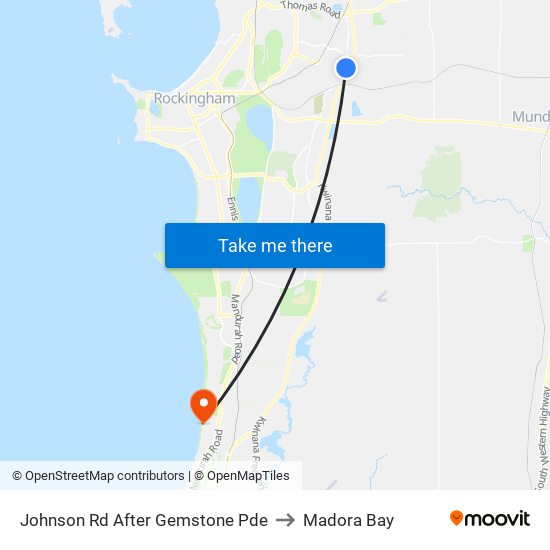 Johnson Rd After Gemstone Pde to Madora Bay map