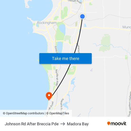 Johnson Rd After Breccia Pde to Madora Bay map