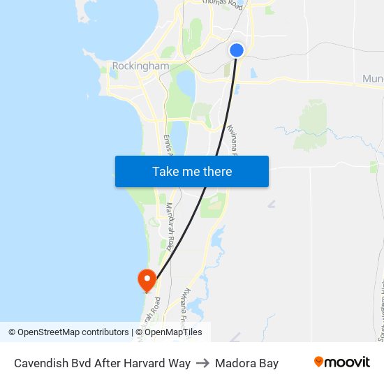 Cavendish Bvd After Harvard Way to Madora Bay map