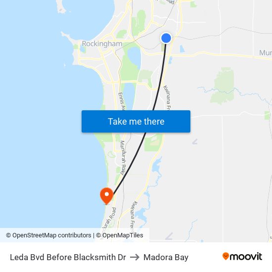 Leda Bvd Before Blacksmith Dr to Madora Bay map