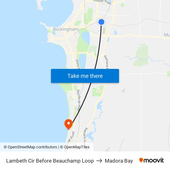 Lambeth Cir Before Beauchamp Loop to Madora Bay map