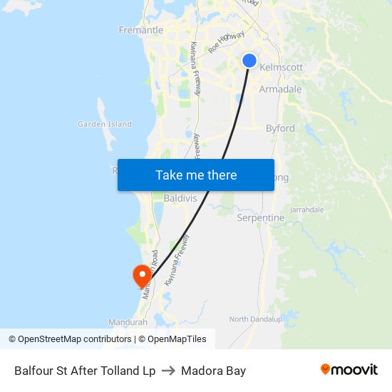 Balfour St After Tolland Lp to Madora Bay map