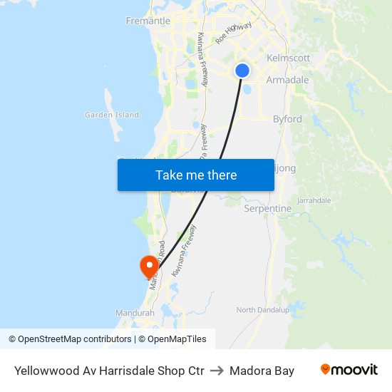 Yellowwood Av Harrisdale Shop Ctr to Madora Bay map