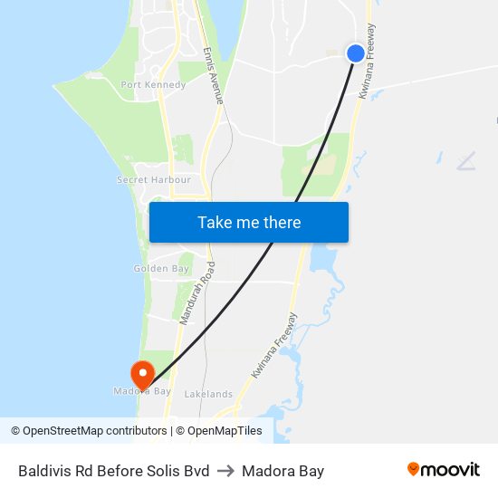 Baldivis Rd Before Solis Bvd to Madora Bay map