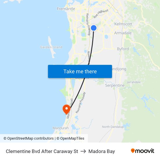 Clementine Bvd After Caraway St to Madora Bay map