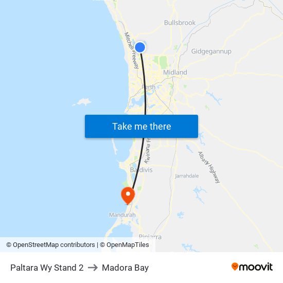 Paltara Wy Stand 2 to Madora Bay map