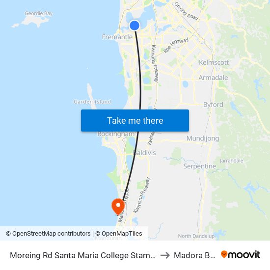 Moreing Rd Santa Maria College Stamd 1 to Madora Bay map