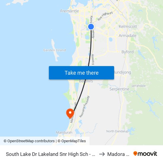 South Lake Dr Lakeland Snr High Sch - Stand 1 to Madora Bay map